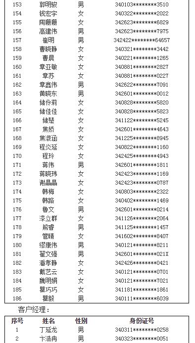 面试名单
